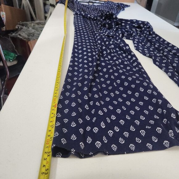 Old Navy Womens Navy Blue White Printed Jumpsuit Size Tall Large Tie Waist - Picture 5 of 16